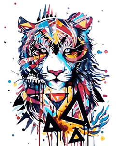 Colourful Tiger Abstract Paint by Numbers Kit - 40x50cm Colourful Tiger Abstract Paint by Numbers Kit - 40x50cm