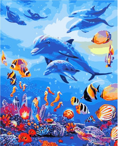 Colourful Underwater Paint by Numbers Kit - 40x50cm Colourful Underwater Paint by Numbers Kit - 40x50cm