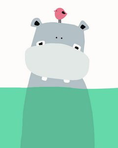 Swimming Hippo With Bird Paint by Numbers 20x30cm Kit Swimming Hippo With Bird Paint by Numbers 20x30cm Kit