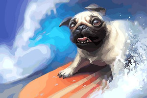 Surf Pug Paint by Numbers 20x30cm Kit Surf Pug Paint by Numbers 20x30cm Kit