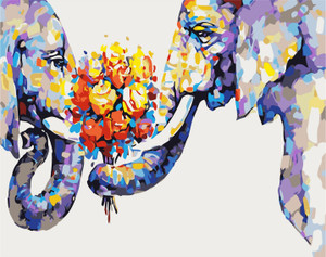 Elephant Love Paint by Numbers Kit Elephant Love Paint by Numbers Kit