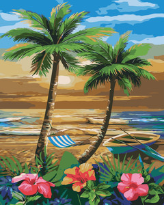 Tropical Palms Paint by Numbers Kit Tropical Palms Paint by Numbers Kit