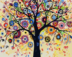 Golden Prosperity Tree Paint by Numbers Kit Golden Prosperity Tree Paint by Numbers Kit