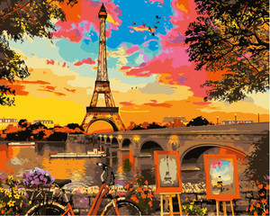 Sunset Paris Paint by Numbers Sunset Paris Paint by Numbers