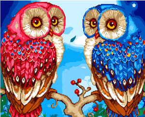 Pink and Blue Owls Paint by Numbers Pink and Blue Owls Paint by Numbers