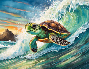 Surfing Turtle - Made to Order Paint by Numbers