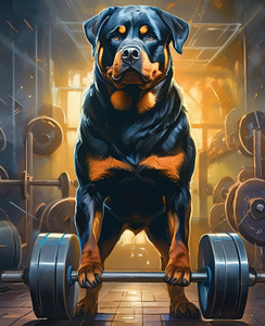 Rottweiler with Dumbell