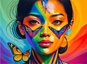 Beautiful Lady with Butterflies