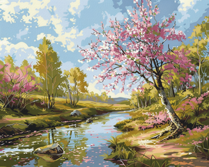 Pink Cherry Blossom and River 2