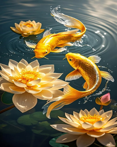 Golden Koi and Lotus