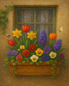 Spring Window Box with Flowers Spring Window Box with Flowers