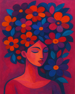 Abstract Portrait with Floral Hair Abstract Portrait with Floral Hair