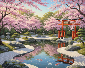 Cherry Blossom Garden in Spring Cherry Blossom Garden in Spring