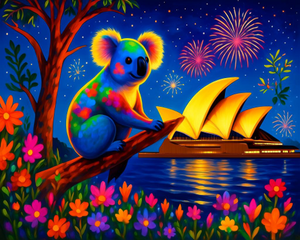 Colourful Koala and Opera House
