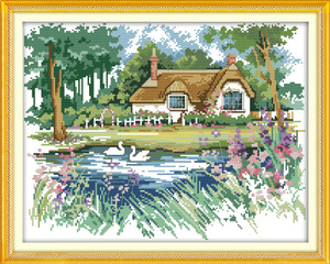 Cross Stitch Kits - Lake side cabin Cross Stitch Kits - Lake side cabin