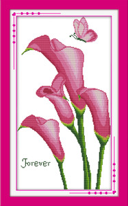 Cross Stitch Kits - Pink Candle Flowers Cross Stitch Kits - Pink Candle Flowers