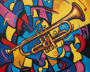 Explosive Cubist Trumpet inspired by Picasso