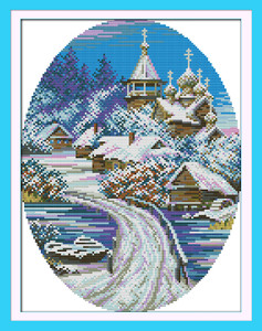 Cross Stitch Kits - White Winter Town Cross Stitch Kits - White Winter Town