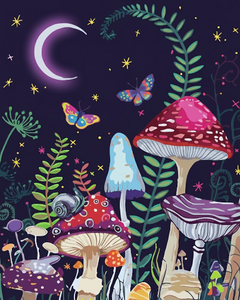 Mushrooms Under the Moon