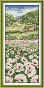 Cross Stitch Kits - White Poppy Field Cross Stitch Kits - White Poppy Field