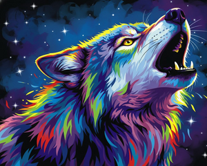 Colourful Wolf at Night