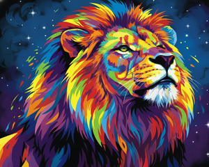 Colourful Lion at Night