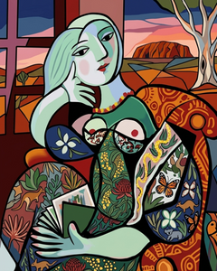 Aussie Lady with a Book inspired by Picasso