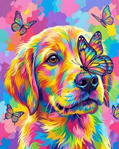 Colourful Retriever and Butterflies