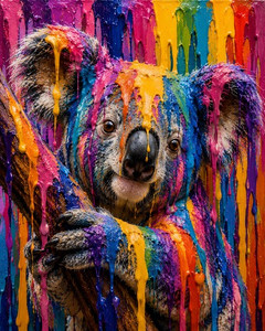 Koala in Vibrant Paint