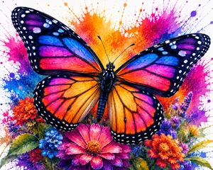 Rainbow Splash Butterfly Portrait