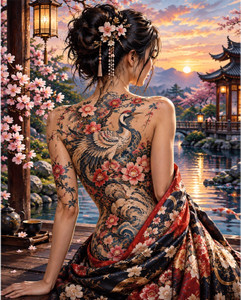 Crane Tattoo at Sunset Garden