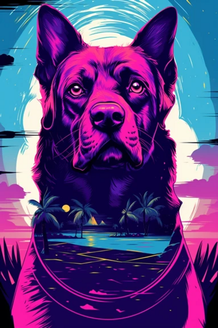 Neon Light German Shepherd - Made to Order Paint by Numbers