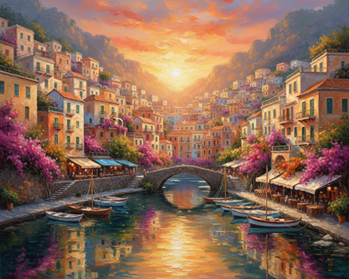 Sunset over the Amalfi Riverside