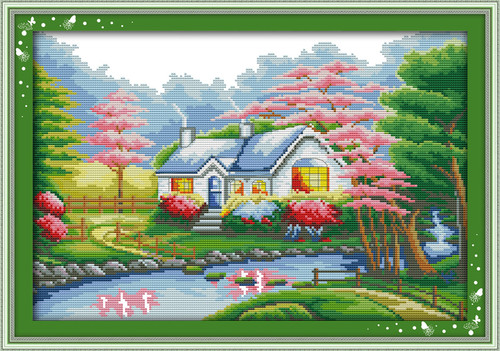 Cross Stitch Kits - Lakeside Blue Houses