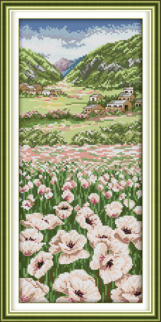 Cross Stitch Kits - White Poppy Field