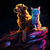 Neon Light Dog and Cat - Made to Order Paint by Numbers