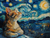 Brown Cat and Starry Night