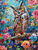 Flower Owl on Tree Branch