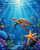 Turtle and Starfish in a Magical Ocean