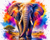 Rainbow Splash Elephant in the Savanna
