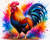 Rainbow Splash Rooster Portrait