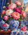 Peonies in Blue and White Vase