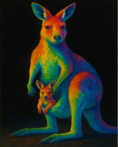 Colourful Kangaroo and Baby Colourful Kangaroo and Baby