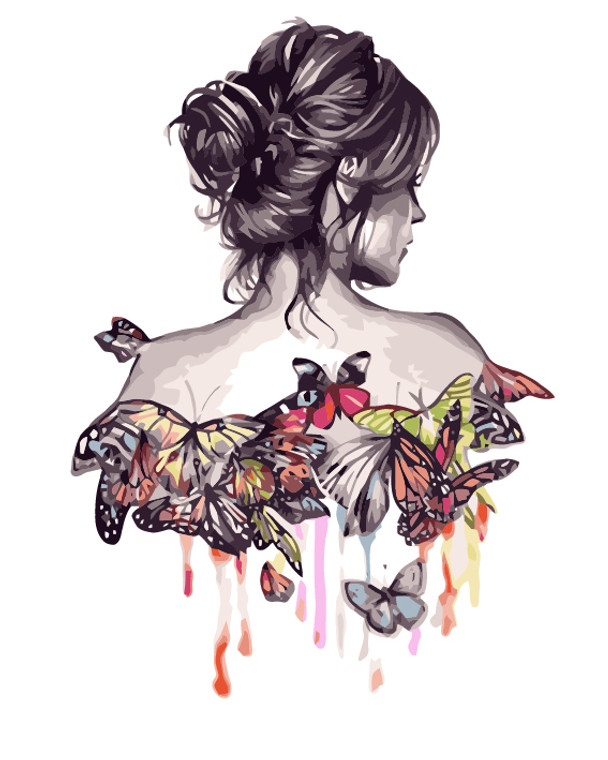 Lady and Butterflies Paint by Numbers
