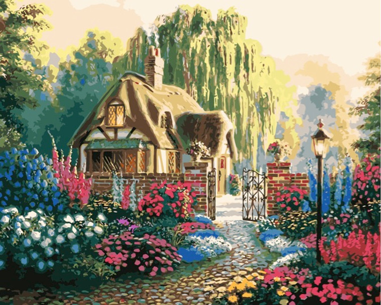 Colourful Garden and Cottage Paint by Numbers Kit - 40x50cm