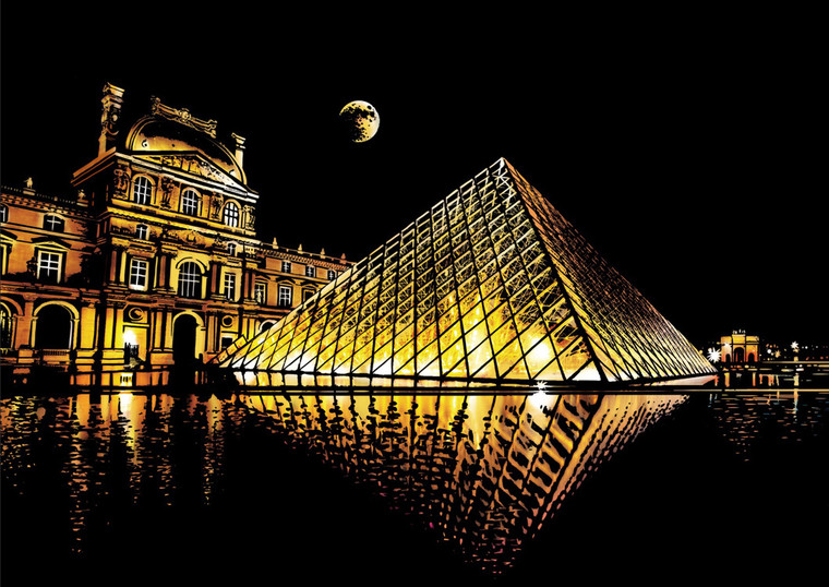 Scratch Painting - Louvre Museum in Paris