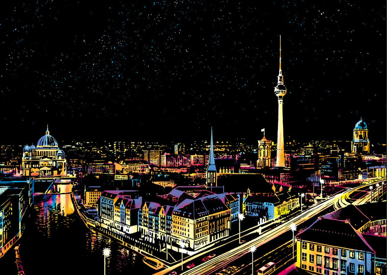 Scratch Painting - The City of Berlin