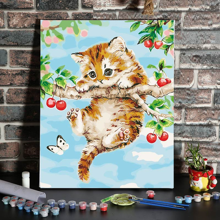 Kitten and Cherry Paint by Numbers 40x50cm Kit