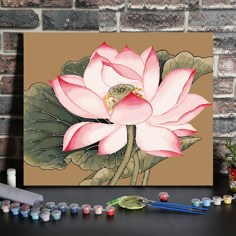 Blossom Pink Lotus Paint by Numbers 40x50cm Kit