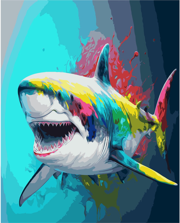 Colourful Great White Paint by Numbers